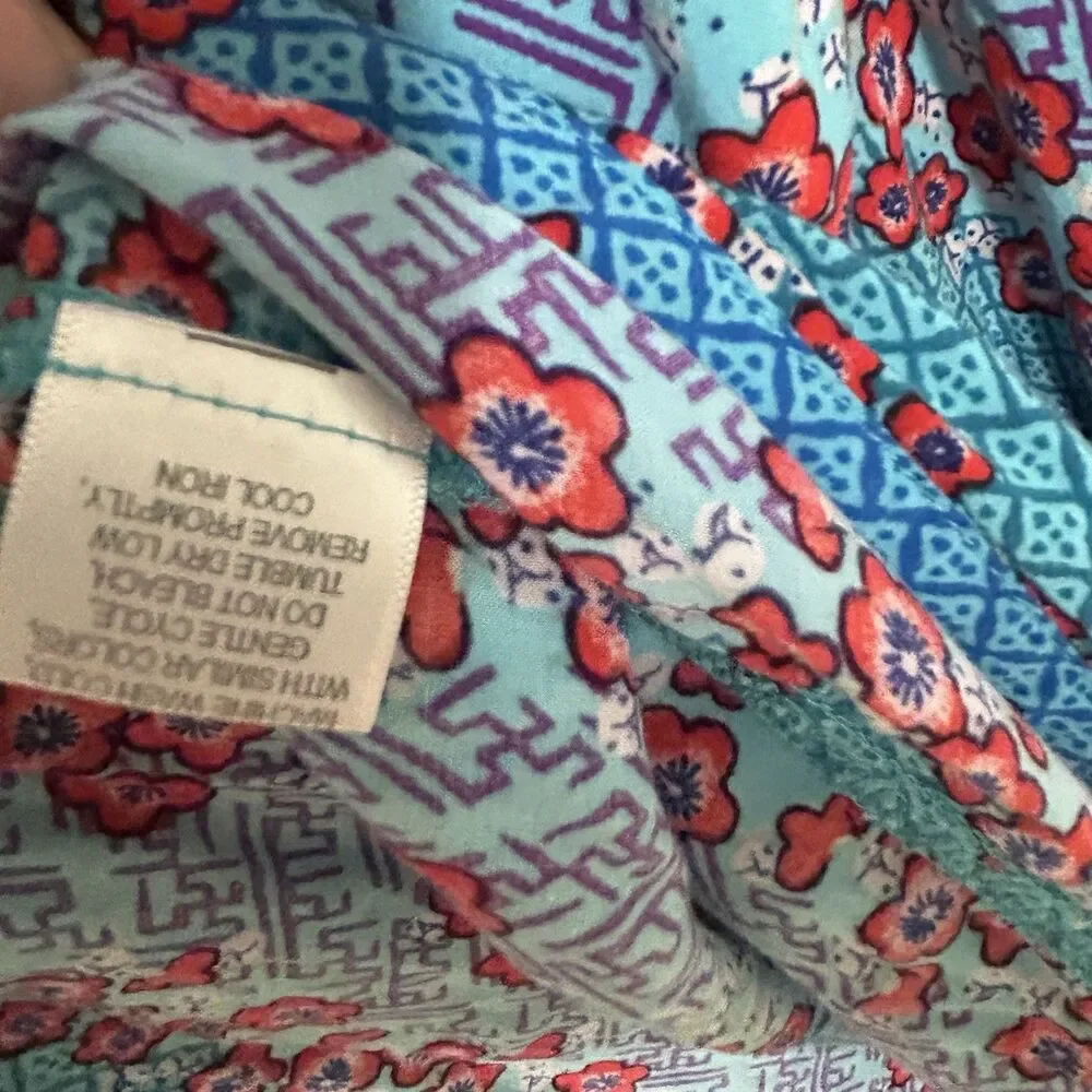 Josie Natori Kimono Robe Jacket Size Large Rayon Blue Floral Print Boho Hippie - Picture 10 of 11